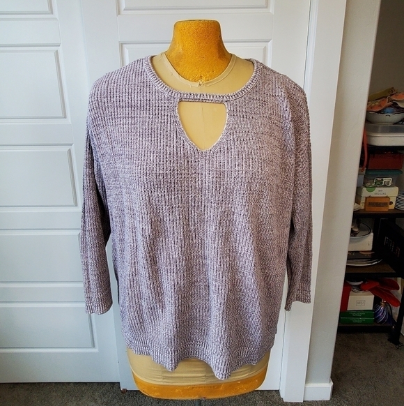 TORRID GREY MARL KEYHOLE TUNIC SWEATER COTTON BLEND WOMEN SIZE 2 2X PULLOVER - Picture 2 of 13